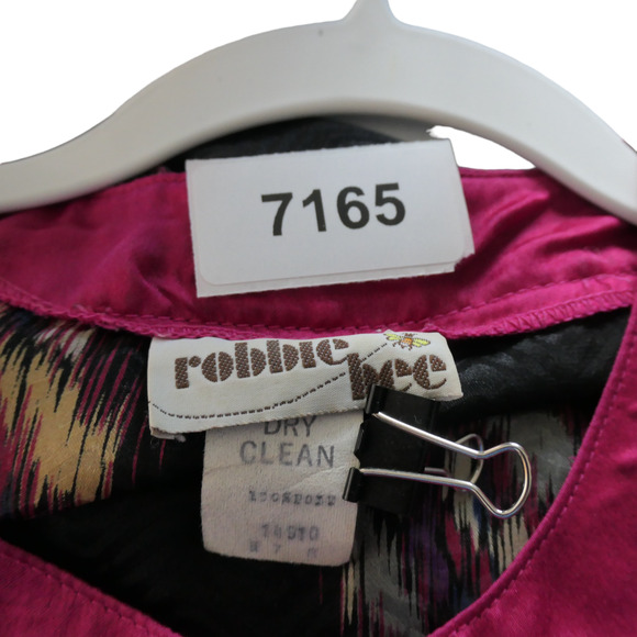 Vintage Robbie Bee Midi Dress Womens 7 or 8 Black Pink Paisly Artsy Shoulder Pad - Picture 6 of 14